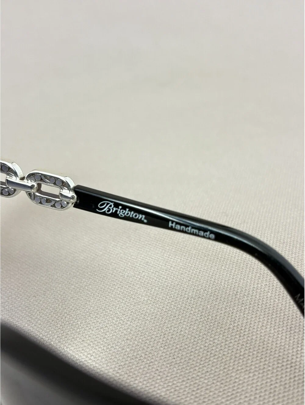 Brighton Contempo Linx Sunglasses Black Silver Chain Link Cat Eye Shades A13133